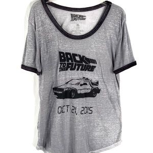 Back to the Future gray & black logo ringer tee